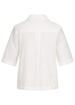 Pieces Damen Lockere 2/4 Arm V-Neck Strukturbluse Mit Knopfleiste Cloud Dancer Weiss -Luftig Und Leicht 22040650 2