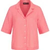 Pieces Damen Lockere 2/4 Arm V-Neck Strukturbluse Mit Knopfleiste Strawberry Pink -Luftig Und Leicht 22040651