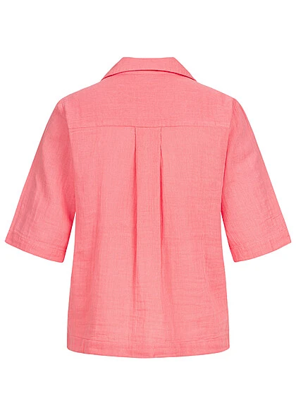 Pieces Damen Lockere 2/4 Arm V-Neck Strukturbluse Mit Knopfleiste Strawberry Pink 5 Pieces Damen Lockere 2/4 Arm V-Neck Strukturbluse Mit Knopfleiste Strawberry Pink – Bild 3