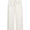 Pieces Damen High-Waist Cropped Culotte Hose Mit Bindegürtel Bright Weiss