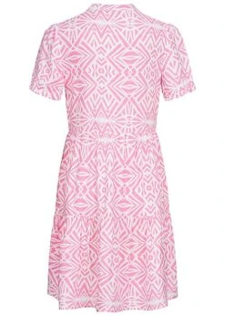 ONLY Damen V-Neck Viskose Kurzarm Kleid Mit Geo Print Sachet Pink Weiss 7 ONLY Damen V-Neck Viskose Kurzarm Kleid Mit Geo Print Sachet Pink Weiss -Luftig Und Leicht 22040694 2
