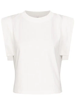 ONLY Damen Cropped Baumwoll Square T-Shirt Cloud D. Weiss