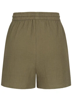 ONLY Damen High-Waist Struktur Shorts 2-Pockets Tunnelzug Deep Lichen Oliv Grün -Luftig Und Leicht 22040752 2