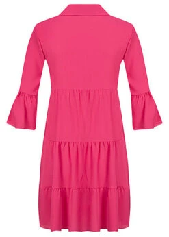 Cloud5ive Damen Stufenkleid Mit Kragen Und Volant Pink -Luftig Und Leicht 22046304 2