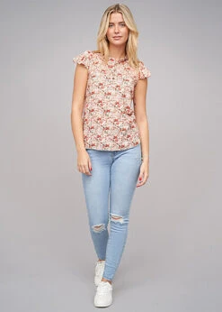 Cloud5ive Damen Bluse Mit 4er Knopfleiste Und Blumen Print Beige 7 Cloud5ive Damen Bluse Mit 4er Knopfleiste Und Blumen Print Beige -Luftig Und Leicht 22046311 2