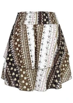 Styleboom Fashion Damen Stufenrock Mit Print Schwarz -Luftig Und Leicht 22046457 2