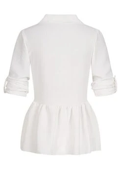 Cloud5ive Damen Turn-Up Schösschen Bluse Mit Knopfleiste Weiss 7 Cloud5ive Damen Turn-Up Schösschen Bluse Mit Knopfleiste Weiss -Luftig Und Leicht 22046525 2