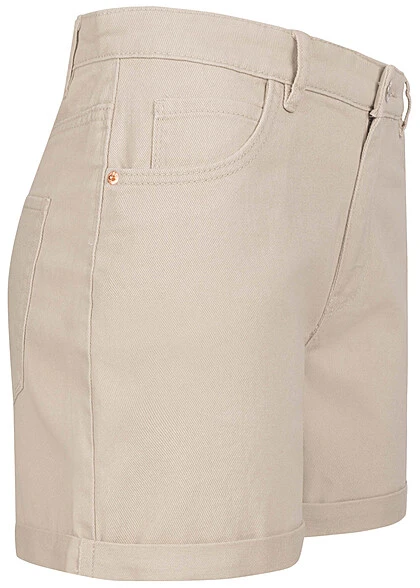 ONLY Damen High-Waist Mom Fit Jeans Shorts Mit Beinumschlag 5-Pockets Silver Lining Beige 4 ONLY Damen High-Waist Mom Fit Jeans Shorts Mit Beinumschlag 5-Pockets Silver Lining Beige – Bild 2