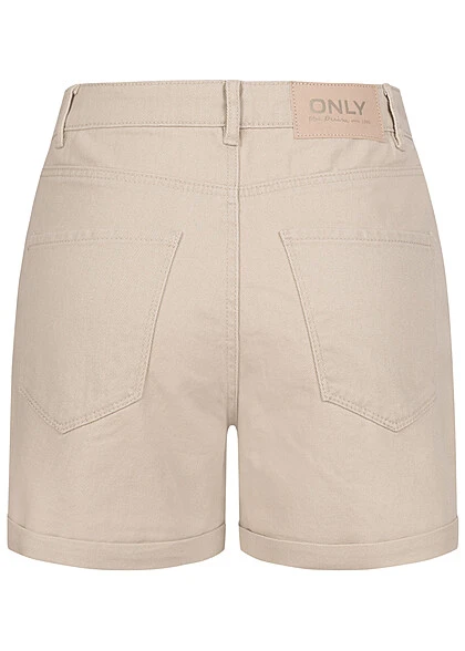 ONLY Damen High-Waist Mom Fit Jeans Shorts Mit Beinumschlag 5-Pockets Silver Lining Beige 5 ONLY Damen High-Waist Mom Fit Jeans Shorts Mit Beinumschlag 5-Pockets Silver Lining Beige – Bild 3