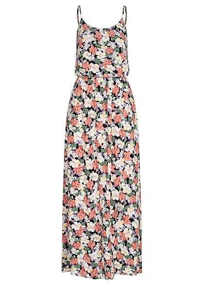 ONLY Damen Viskose Maxikleid Taillengummibund Blumen Print Verstellb. Träger Schwarz Mc 3 ONLY Damen Viskose Maxikleid Taillengummibund Blumen Print Verstellb. Träger Schwarz Mc