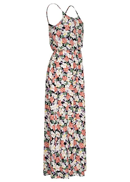 ONLY Damen Viskose Maxikleid Taillengummibund Blumen Print Verstellb. Träger Schwarz Mc 4 ONLY Damen Viskose Maxikleid Taillengummibund Blumen Print Verstellb. Träger Schwarz Mc – Bild 2