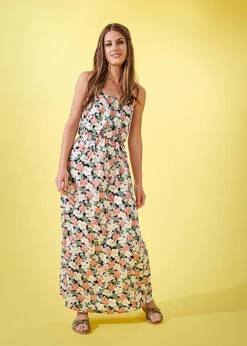 ONLY Damen Viskose Maxikleid Taillengummibund Blumen Print Verstellb. Träger Schwarz Mc 9 ONLY Damen Viskose Maxikleid Taillengummibund Blumen Print Verstellb. Träger Schwarz Mc -Luftig Und Leicht 22050032 3