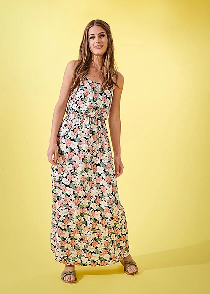 ONLY Damen Viskose Maxikleid Taillengummibund Blumen Print Verstellb. Träger Schwarz Mc 6 ONLY Damen Viskose Maxikleid Taillengummibund Blumen Print Verstellb. Träger Schwarz Mc – Bild 4