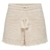 ONLY Damen High-Waist Strick Strandshorts Mit Frill Am Saum Tunnelzug Ecru Beige -Luftig Und Leicht 22050086
