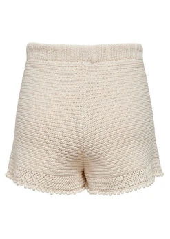 ONLY Damen High-Waist Strick Strandshorts Mit Frill Am Saum Tunnelzug Ecru Beige -Luftig Und Leicht 22050086 1