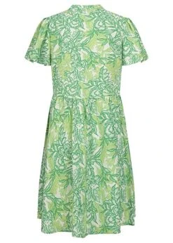 JACQUELINE DE YONG JDY By ONLY Damen Viskose Kleid Mit V-Neck Kurzarm Paradise Print Weiss Grün -Luftig Und Leicht 22050130 2
