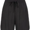 ONLY Damen Basic Viskose Midi Shorts Mit Ziernähten & Tunnelzug Schwarz -Luftig Und Leicht 22050160