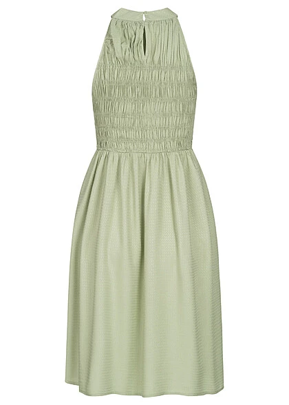 Pieces Damen Longform Viskose Neckholder Kleid Mit Smok- Detail Swamp Grün 5 Pieces Damen Longform Viskose Neckholder Kleid Mit Smok- Detail Swamp Grün – Bild 3