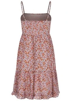 ONLY Damen Kurzes Sommerkleid Stufenoptik Blumen Print 2-lagig Cloud Weiss Rot Lila -Luftig Und Leicht 22050261 2