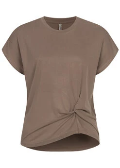 ONLY Damen T-Shirt Mit Knotendetail Vorn Walnut Braun
