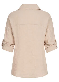Seventyseven X Anniju Damen Oversized Musselin Turn-Up Shirt Beige -Luftig Und Leicht 22057305 3