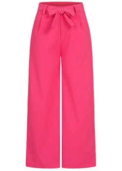 Seventyseven X Anniju Damen Weite High-Waist Stoffhose Mit Bindegürtel Fuchsia Pink