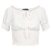 Seventyseven X Anniju Damen Leichte V-Neck Bluse Mit Häkelbordüre Weiss -Luftig Und Leicht 22057312