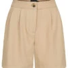 Pieces Damen High-Waist Shorts Mit Knopfverschluss 2-Pockets White Pepper Beige -Luftig Und Leicht 22060025