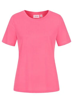 VILA Damen NOOS Tencel Modal T-Shirt Fandango Pink