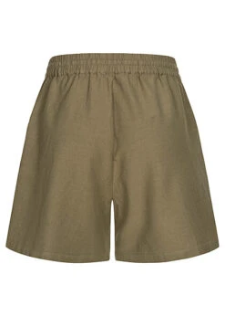 ONLY Damen Mid-Waist Viskose Leinen Shorts Mit 2 Taschen & Tunnelzug Mermaid Oliv -Luftig Und Leicht 22060211 2