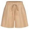 ONLY Damen Mid-Waist Viskose Leinen Shorts Mit 2 Taschen & Tunnelzug Nomad Beige Braun -Luftig Und Leicht 22060212