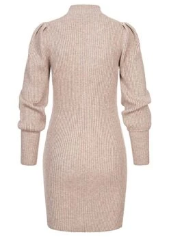 ONLY Damen NOOS Ribbed Langarm Kleid Mit Pufferärmel Und Strukturstoff Meringue Braun -Luftig Und Leicht 22080137 2