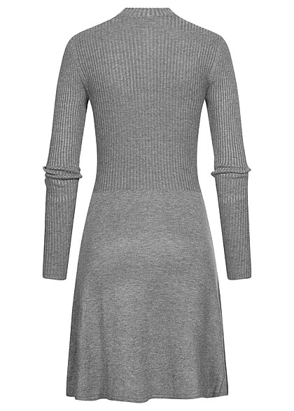 ONLY Damen Langarm Strickkleid Mit Zipper Und Strukturstoff Medium Grau Melange 5 ONLY Damen Langarm Strickkleid Mit Zipper Und Strukturstoff Medium Grau Melange – Bild 3