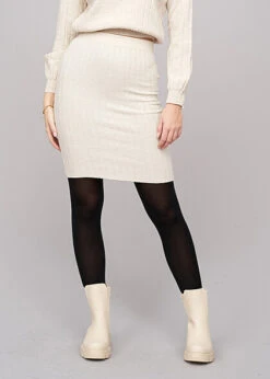 Pieces Damen NOOS High-Waist Strickrock Mit Gummibund Strukturstoff Whitecap Grau