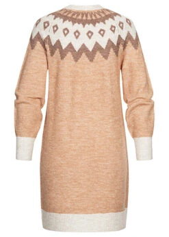 Vero Moda Damen Strickkleid Nordic-Kleid Mit Muster Tan Braun Beige -Luftig Und Leicht 22100000 2