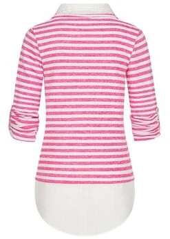 Hailys Damen 2in1 Hemd Und Pullover Mit Turn-Up Ärmeln Gestreift Pink Weiss -Luftig Und Leicht 23010130 3