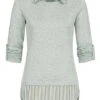 Hailys Damen 2in1 Hemd Und Pullover Mit Turn-Up Ärmeln Gestreift Khaki Weiss 2 Hailys Damen 2in1 Hemd Und Pullover Mit Turn-Up Ärmeln Gestreift Khaki Weiss -Luftig Und Leicht 23010131