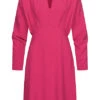 Cloud5ive Damen Musselin Fledermauskleid Mit V-Neck U. Teilungsnähten Fuchsia Pink -Luftig Und Leicht 23016631