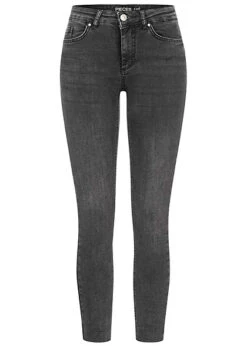 Pieces Damen NOOS Skinny Fit Jeans Hose Mit 5-Pockets Dunkel Grau Denim