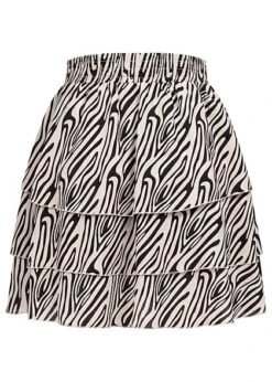 Aiki Damen Mini Stufenrock Mit Zebra Print Schwarz Weiss -Luftig Und Leicht 23020089 2