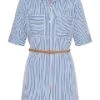 Aiki Damen Viskose Kleid Mit Knopfleiste Und Gürtel Gestreift Weiss Blau 1 Aiki Damen Viskose Kleid Mit Knopfleiste Und Gürtel Gestreift Weiss Blau -Luftig Und Leicht 23020091