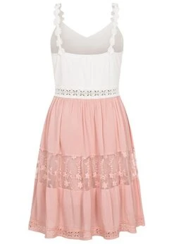 Aiki Damen Sommer Kleid Mit Häkelbesatz Und V-Neck Antique Rose Weiss -Luftig Und Leicht 23020113 2