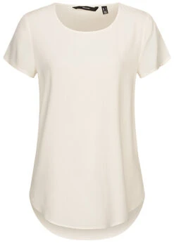 Vero Moda Damen NOOS Viskose T-Shirt Mit Rundhals Schnee Weiss