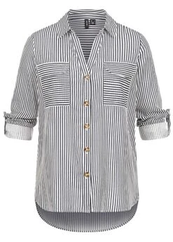 Vero Moda Damen NOOS Viskose Bluse Mit Turn-Up Ärmeln Und Knopfleiste India Ink Weiss