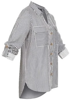 Vero Moda Damen NOOS Viskose Bluse Mit Turn-Up Ärmeln Und Knopfleiste India Ink Weiss -Luftig Und Leicht 23020243 2