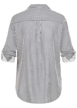 Vero Moda Damen NOOS Viskose Bluse Mit Turn-Up Ärmeln Und Knopfleiste India Ink Weiss -Luftig Und Leicht 23020243 3