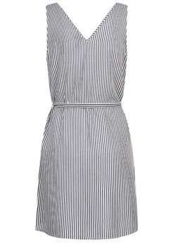 Vero Moda Damen NOOS Viskose Kleid M. V-Neck U. Bindedetail Gestreift Schnee Weiss Schwarz -Luftig Und Leicht 23020268 2