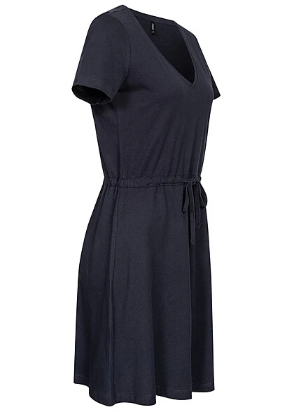ONLY Damen NOOS Mini-Kleid Mit Bindedetail Und V-Neck Night Sky Dunkel Blau 4 ONLY Damen NOOS Mini-Kleid Mit Bindedetail Und V-Neck Night Sky Dunkel Blau – Bild 2