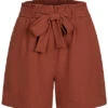 ONLY Damen NOOS Shorts Kurze Hose Mit Bindegürtel 2-Pockets Arabian Spice Rot