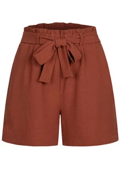 ONLY Damen NOOS Shorts Kurze Hose Mit Bindegürtel 2-Pockets Arabian Spice Rot